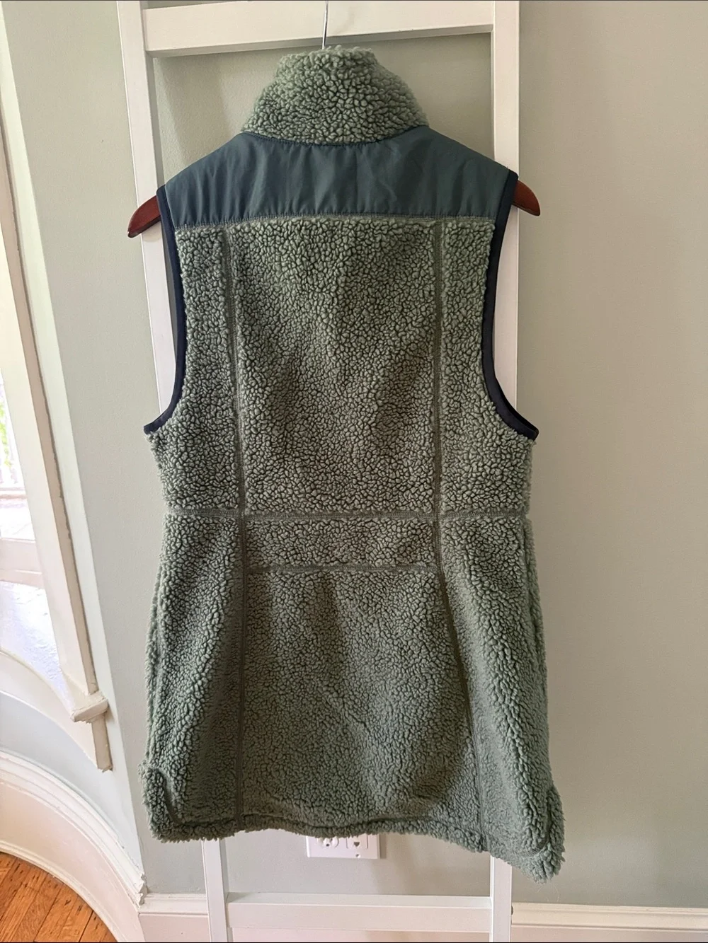L.L.Bean Sage Green Sherpa Fleece Long Vest